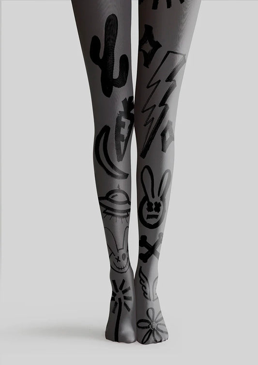Graffiti Rabbit Tights Hosiery Pantyhose