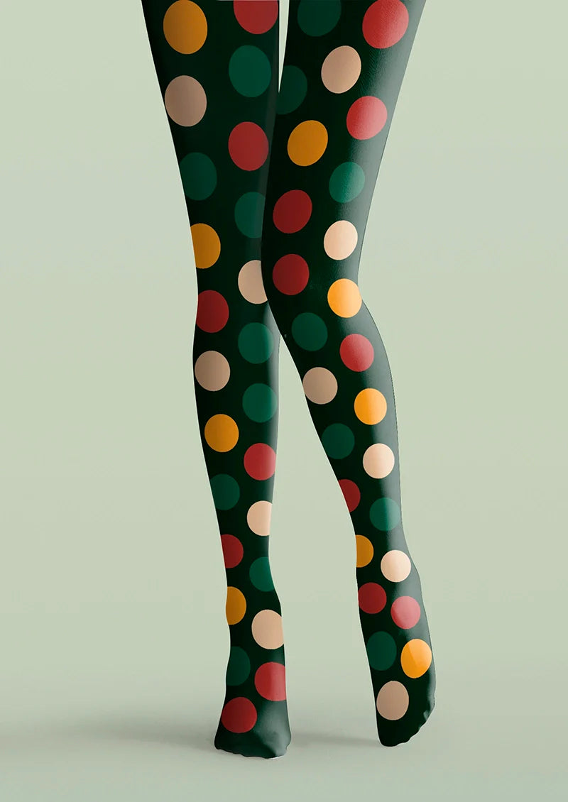 Christmas green polka dots Tights Hosiery Pantyhose