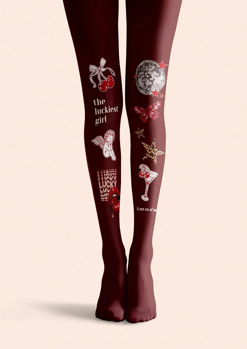 Valentine's Day Love Notes Tights Hosiery Pantyhose