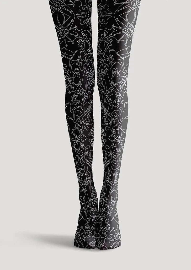 Floral pattern Line Echo Tights Hosiery Pantyhose
