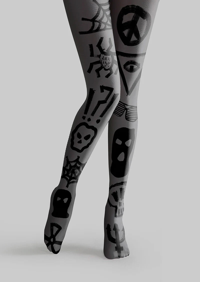 Graffiti Cobweb Tights Hosiery Pantyhose