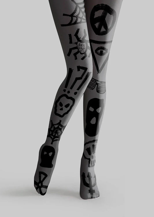 Graffiti Cobweb Tights Hosiery Pantyhose