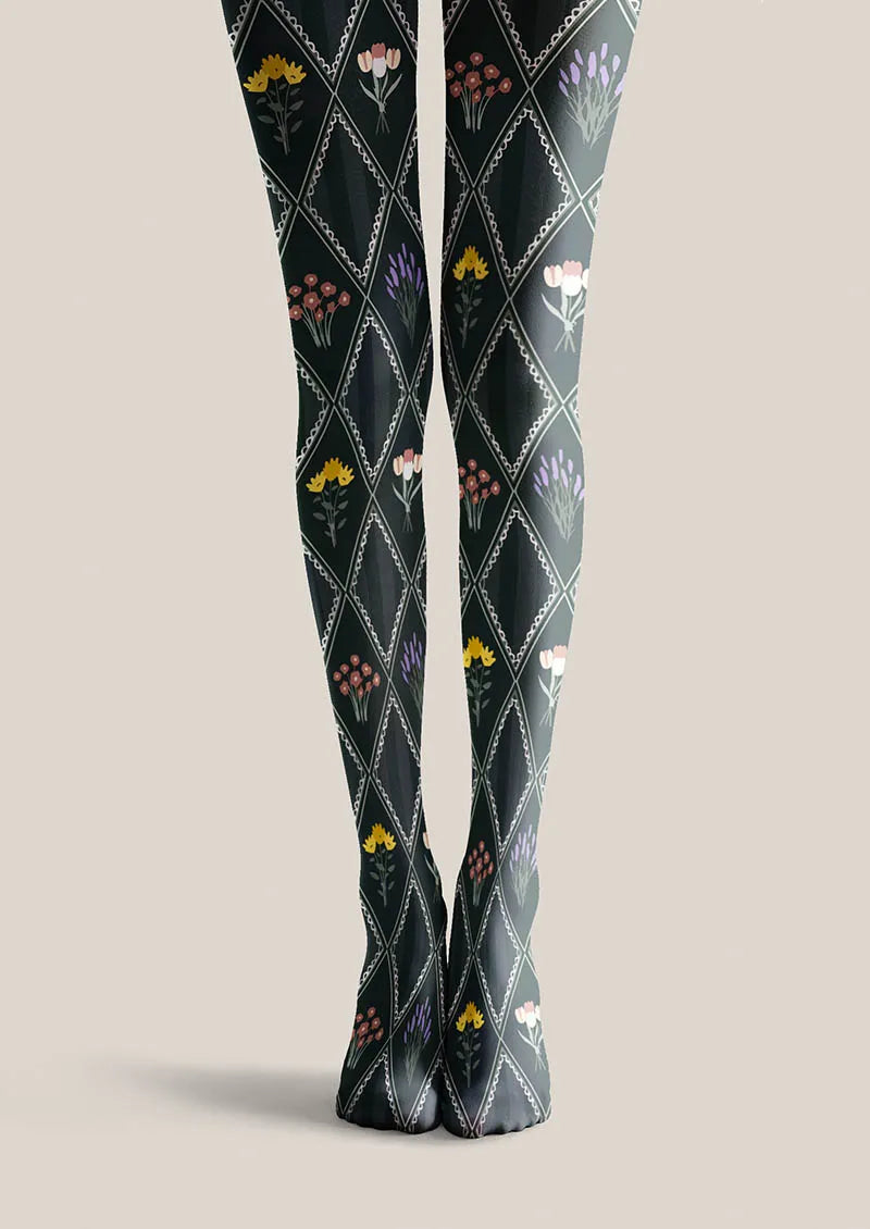 Floral pattern Shadow Garden Tights Hosiery Pantyhose