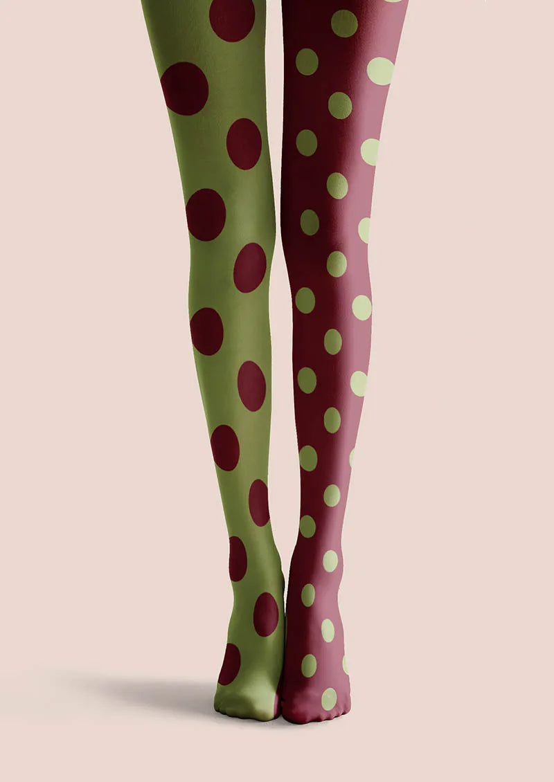 Green-Red Dots Tights Hosiery Pantyhose
