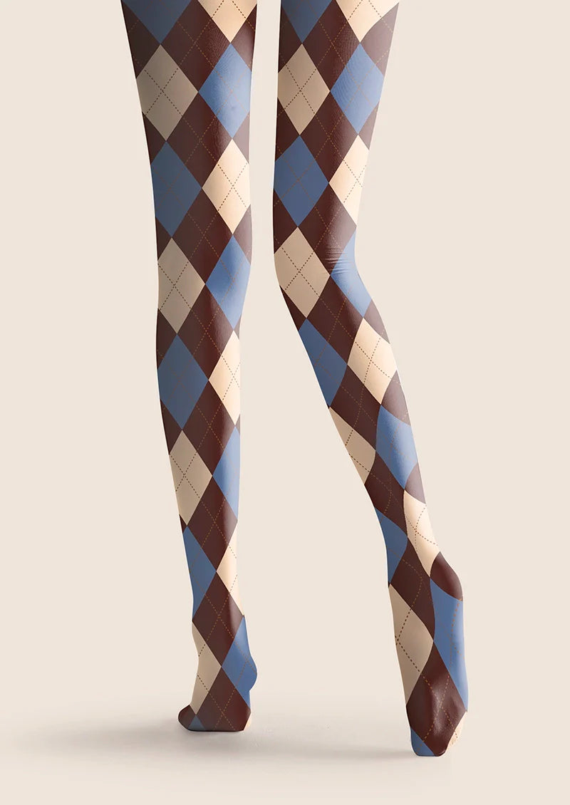 Colored Check College Tights Hosiery Pantyhose