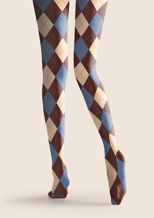 Colored Check College Tights Hosiery Pantyhose