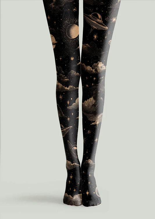 Flying Saucer Night Tights Hosiery Pantyhose