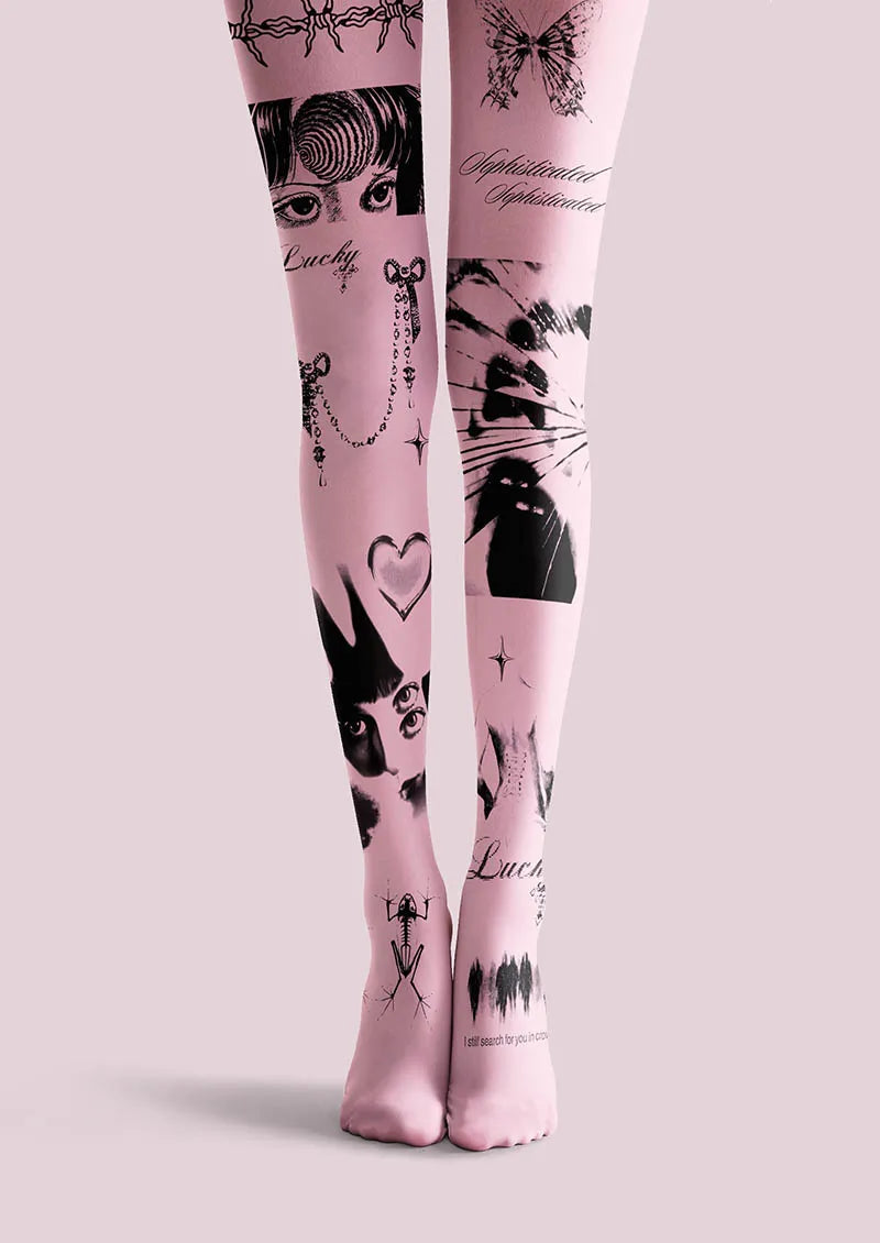 Pink Signal Girl Y2K Style Tights Hosiery Pantyhose