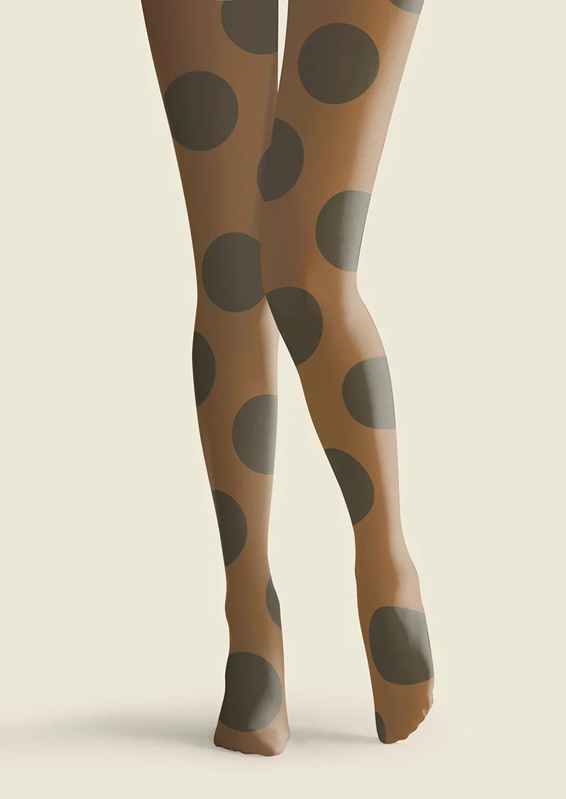Brown-Olive green Morandi  polka dots Memory Tights Hosiery Pantyhose