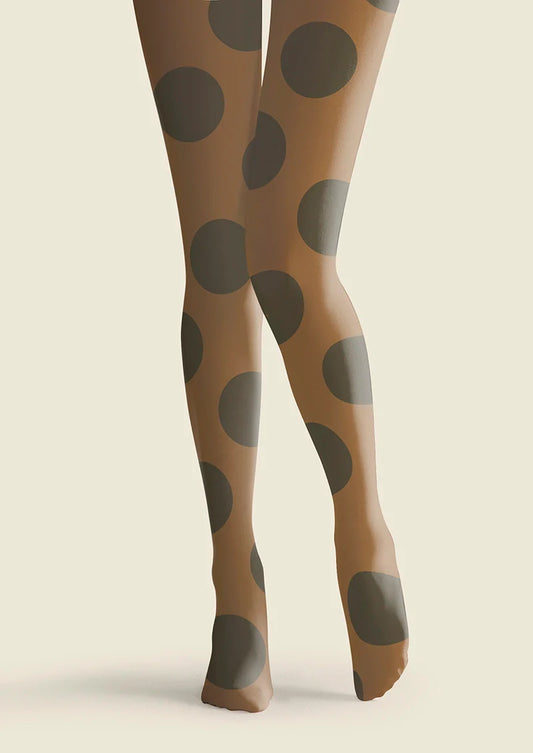 Brown-Olive green Morandi  polka dots Memory Tights Hosiery Pantyhose