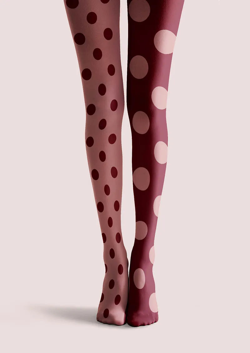 Burgundy Dots Tights Hosiery Pantyhose