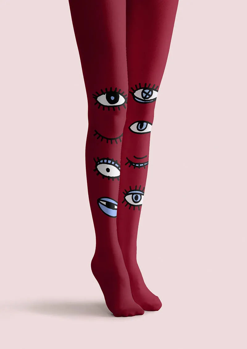 Fun Art Wink Eyes Tights Hosiery Pantyhose