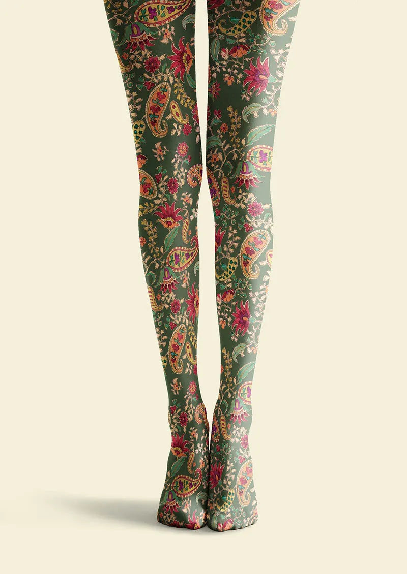 Mint Vintage Paisley Tights Hosiery Pantyhose