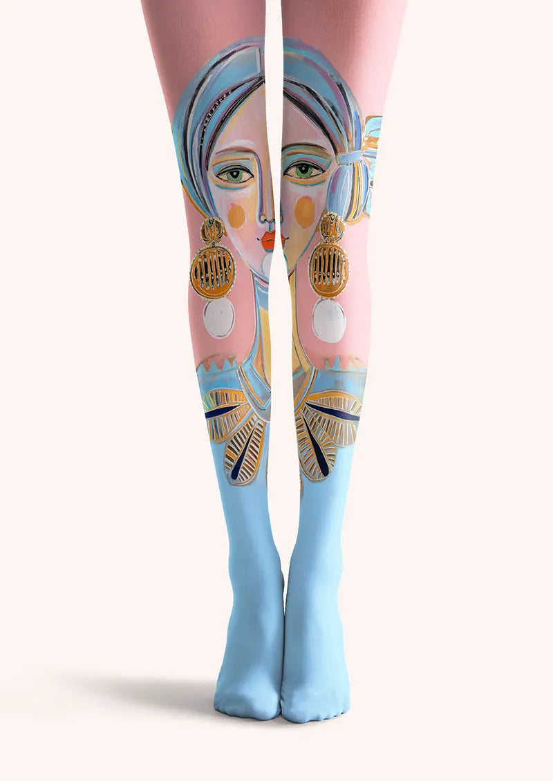 Fun Art Blue Muse Tights Hosiery Pantyhose