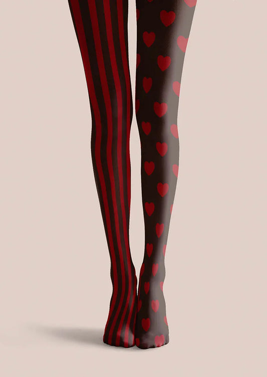 Valentine's Day Heartbeat Stripe Tights Hosiery Pantyhose