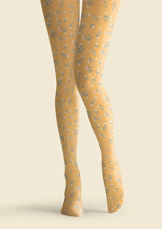 Light yellow Dainty florals Tights Hosiery Pantyhose