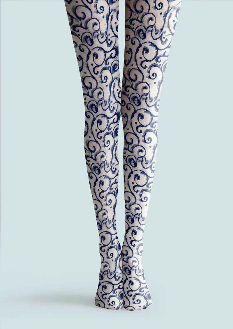 Cyan flower Tights Hosiery Pantyhose