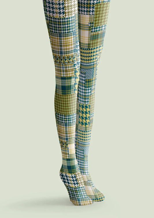 Patchwork houndstooth Tights Hosiery Pantyhose