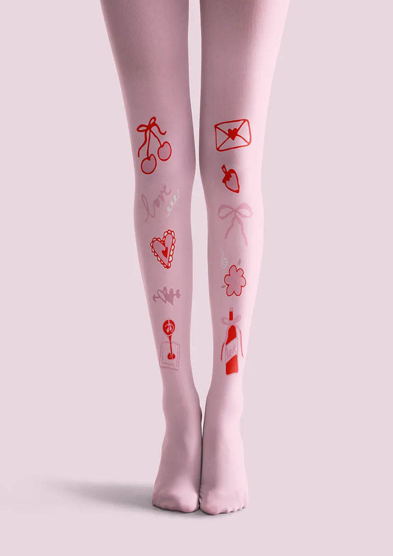 Valentine's Day Pink Letter Tights Hosiery Pantyhose