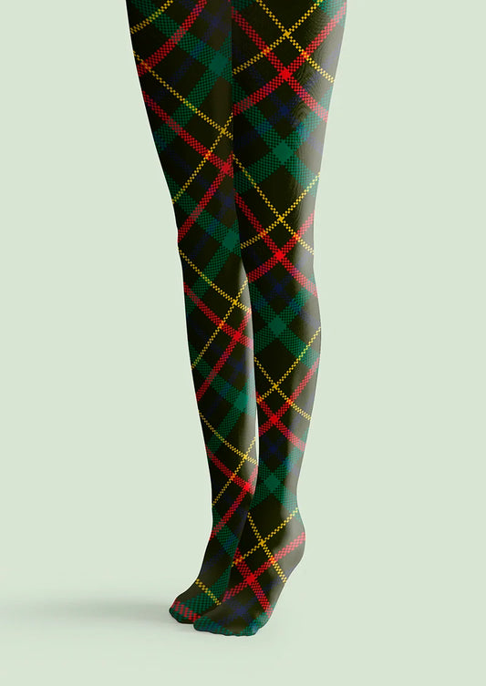 Christmas Dark green stripes Checked Tights Hosiery Pantyhose