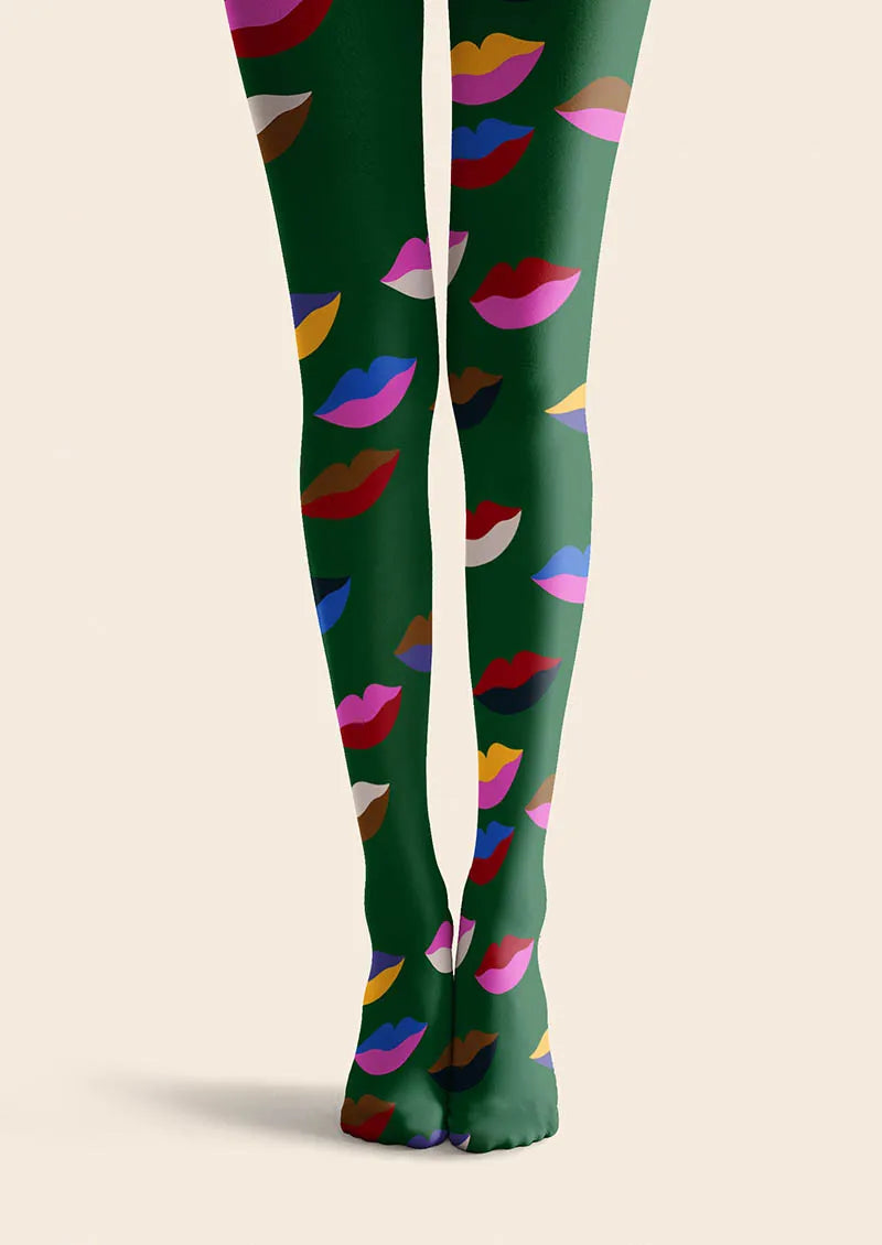 Valentine's Day Kiss Pattern Tights Hosiery Pantyhose