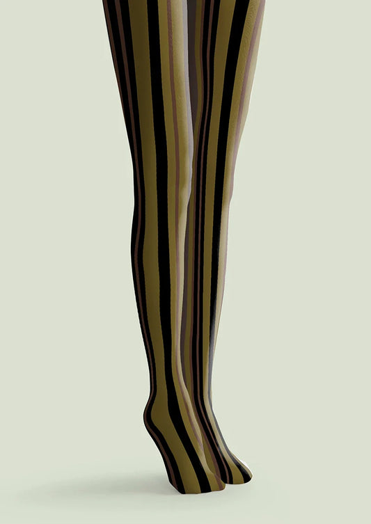 Olive green stripes Tights Hosiery Pantyhose