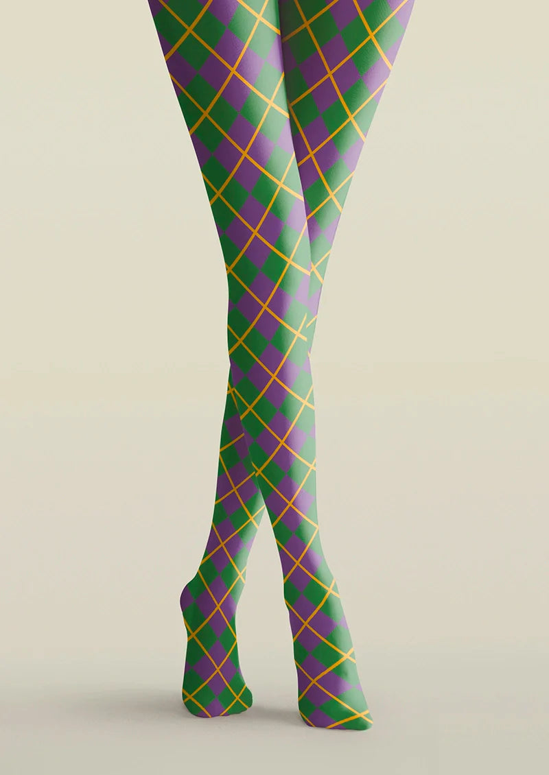 Green- purple checkered Tights Hosiery Pantyhose