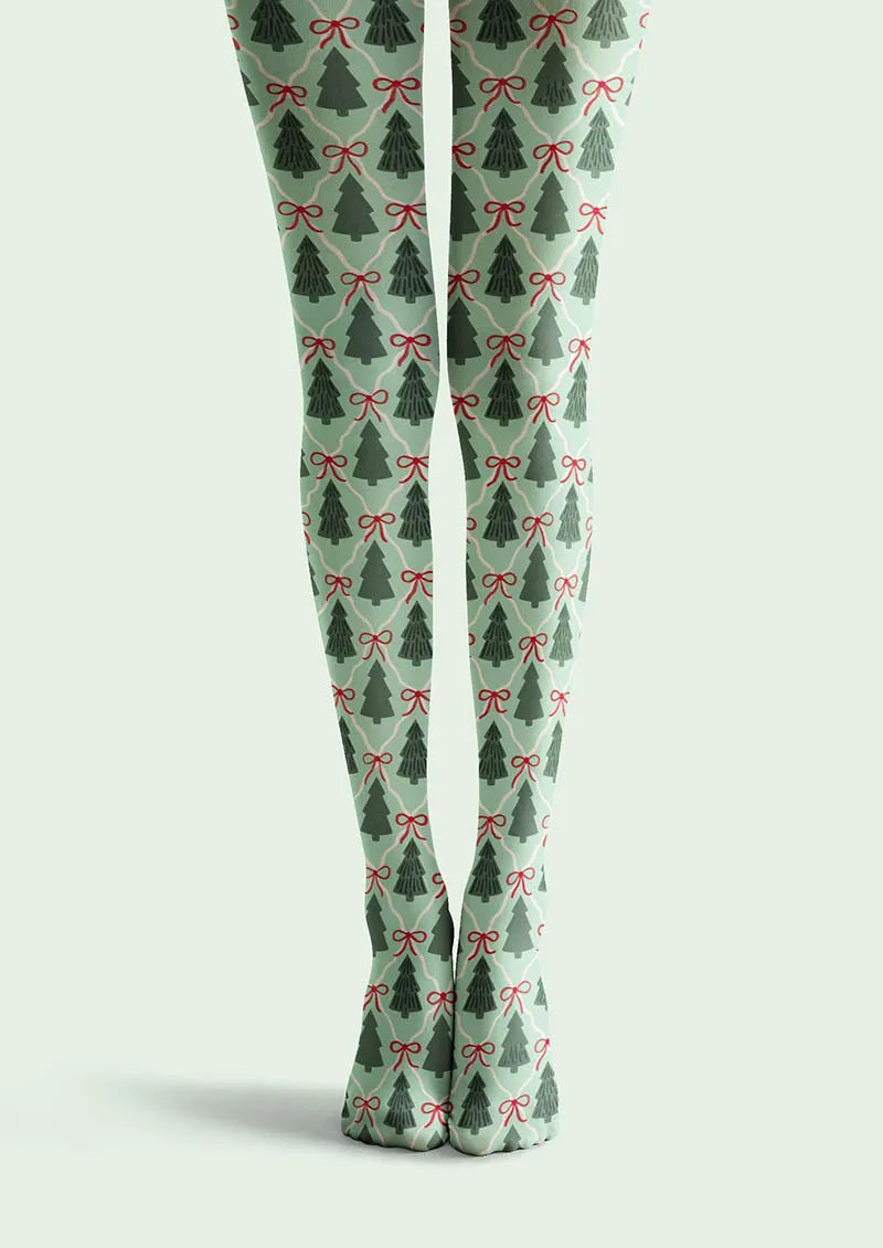 Christmas Fun Art Tree Forest Tights Hosiery Pantyhose