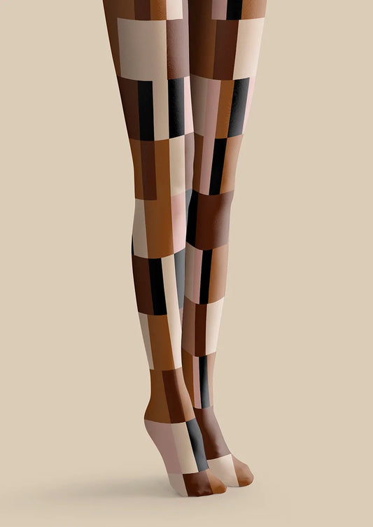 Brown Geometry Set Tights Hosiery Pantyhose