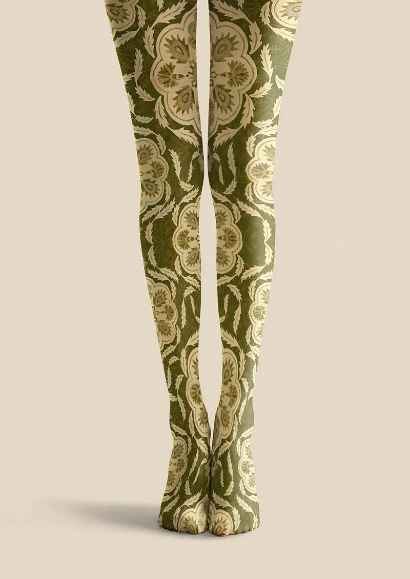 Floral pattern Olive Floral Tights Hosiery Pantyhose