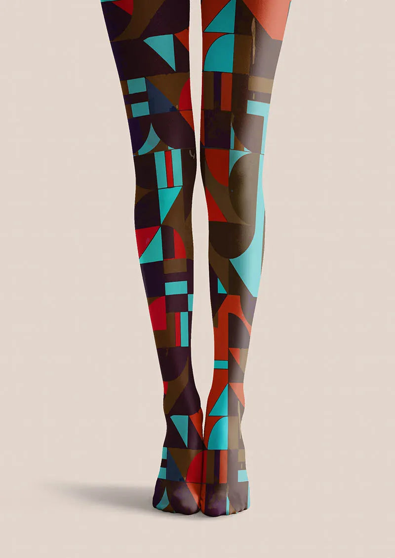 Color Clash Geometry Tights Hosiery Pantyhose
