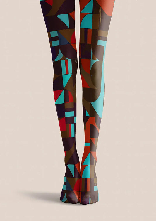 Color Clash Geometry Tights Hosiery Pantyhose