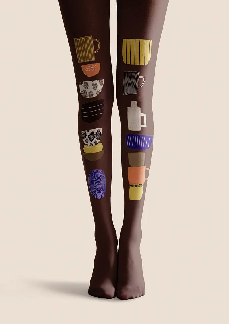 Fun Art Coffee Cup Fun Tights Hosiery Pantyhose