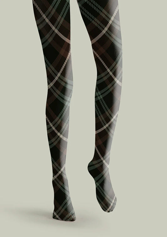 Black-gray Check Tights Hosiery Pantyhose