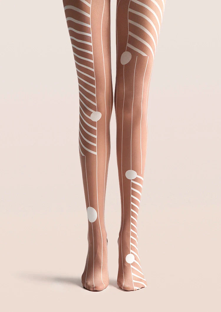 Wood Colored Stripes Tights Hosiery Pantyhose