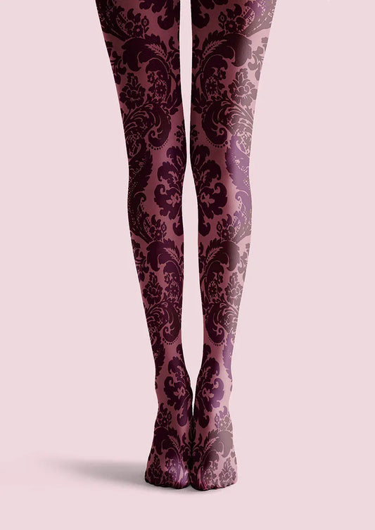 Baroque Bloom Plum Velvet Tights Hosiery Pantyhose