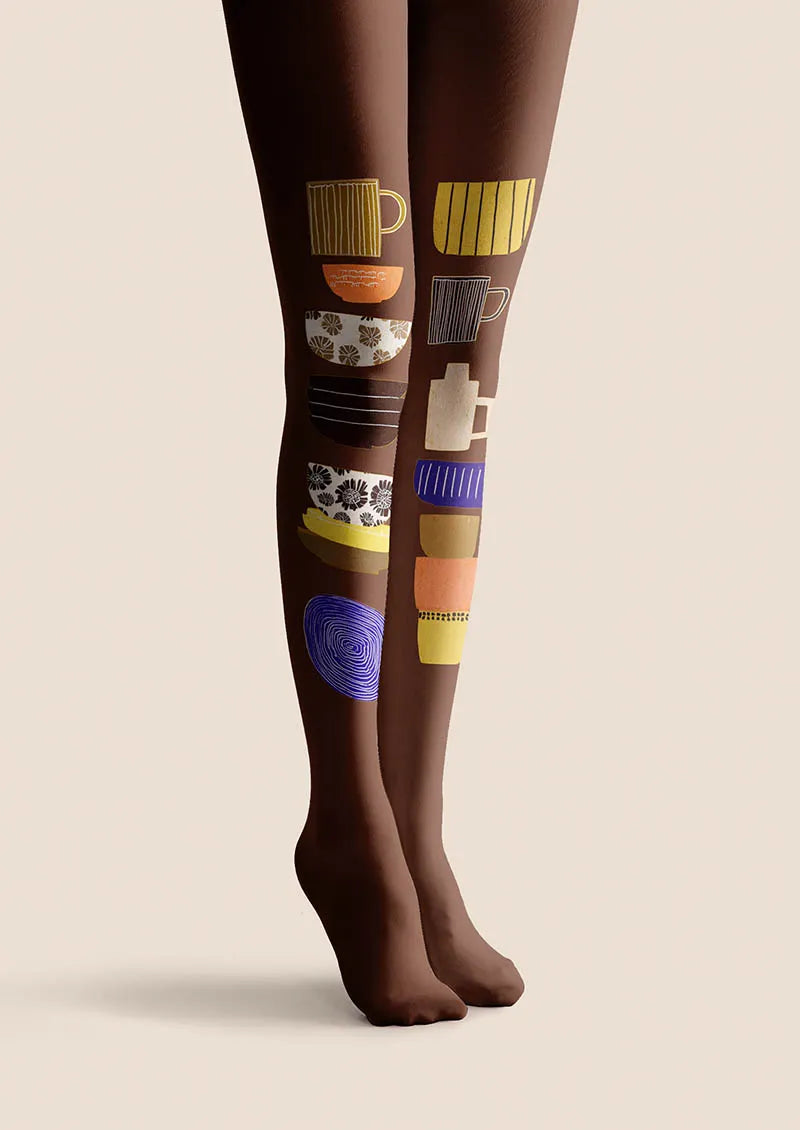 Fun Art Coffee Cup Fun Tights Hosiery Pantyhose
