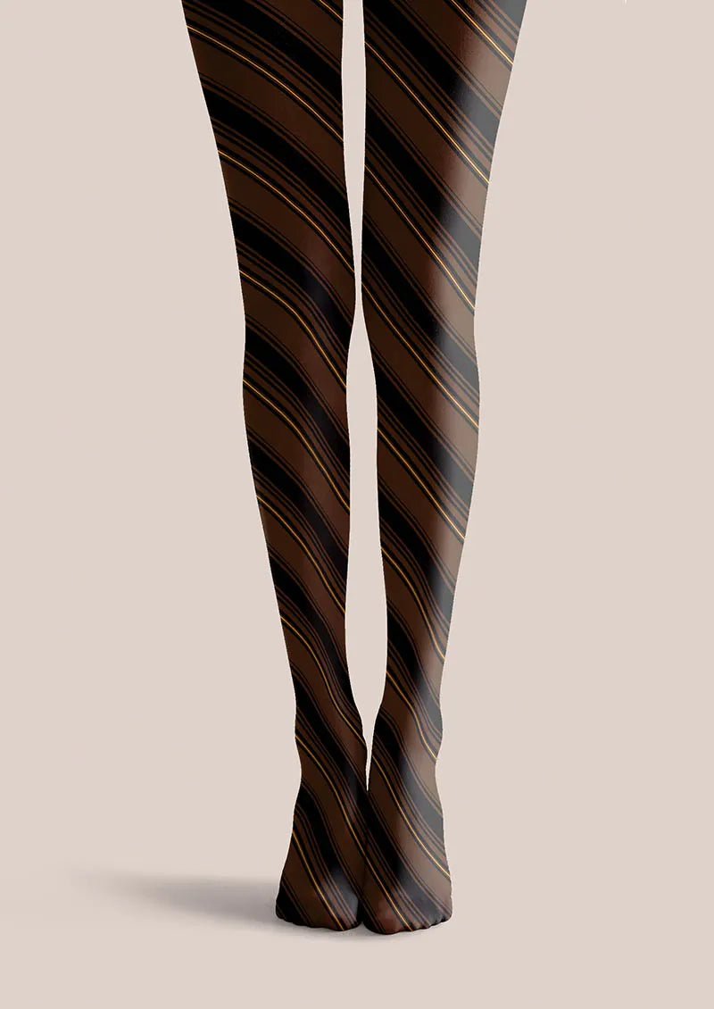 Geometric Art Brown Weave Tights Hosiery Pantyhose