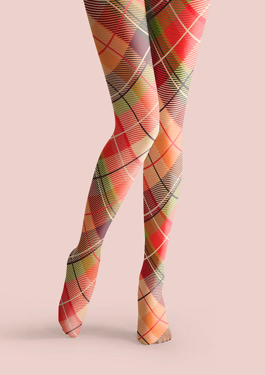 Candy Colors Check Plaid Tights Hosiery Pantyhose