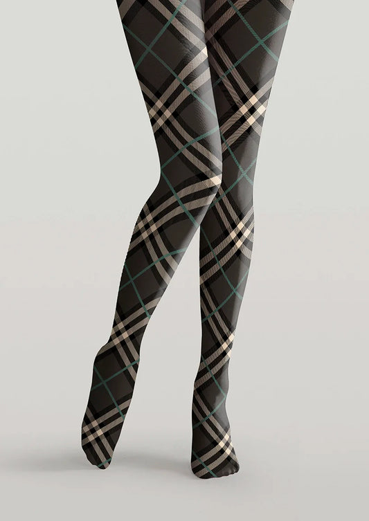Grayish black Check Tights Hosiery Pantyhose