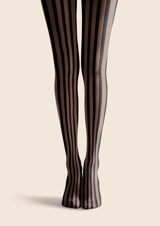 Mocha Vertical Stripes Tights Hosiery Pantyhose