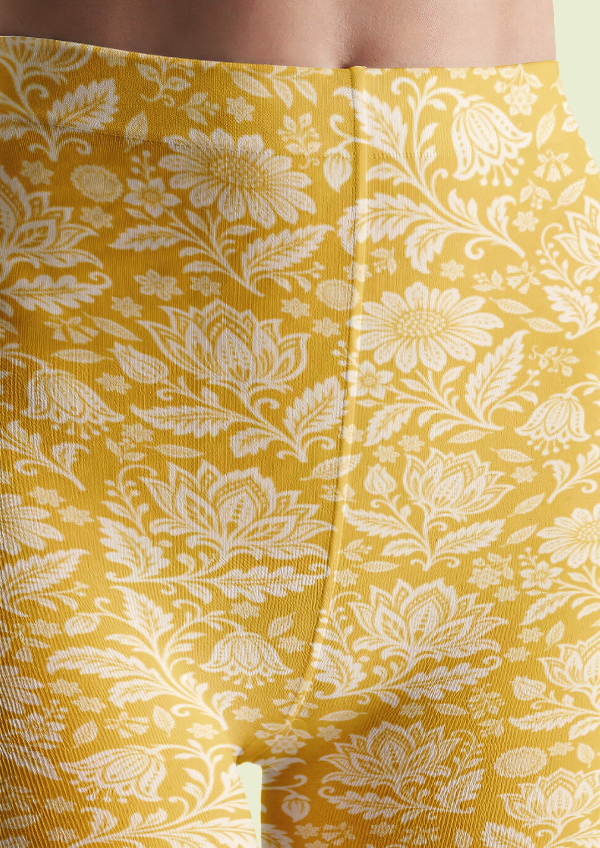 Yellow Floral Scroll Tights