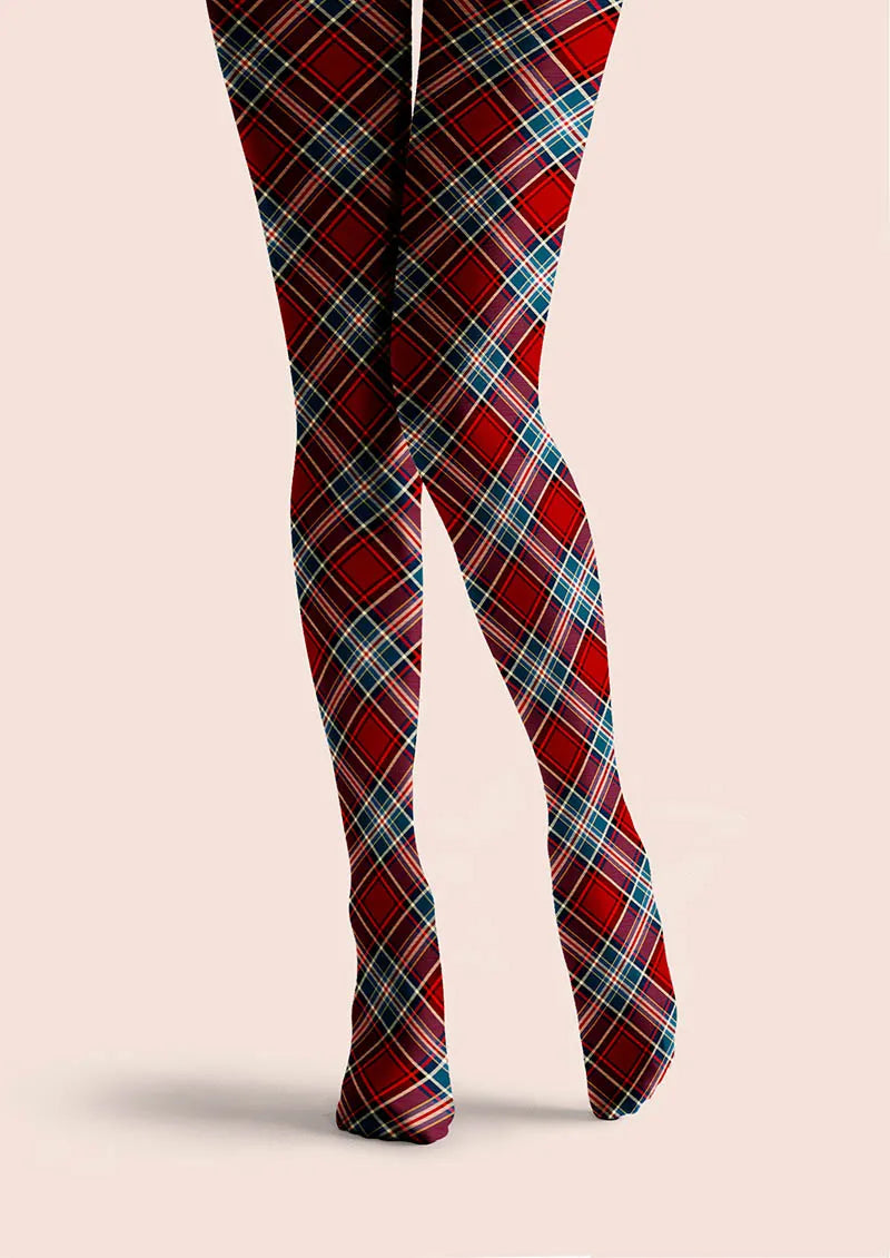 Christmas Classic Red Tartan Tights Hosiery Pantyhose