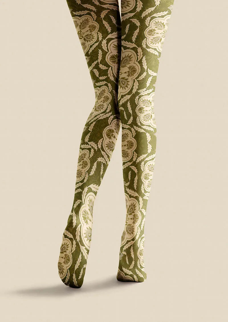 Floral pattern Olive Floral Tights Hosiery Pantyhose