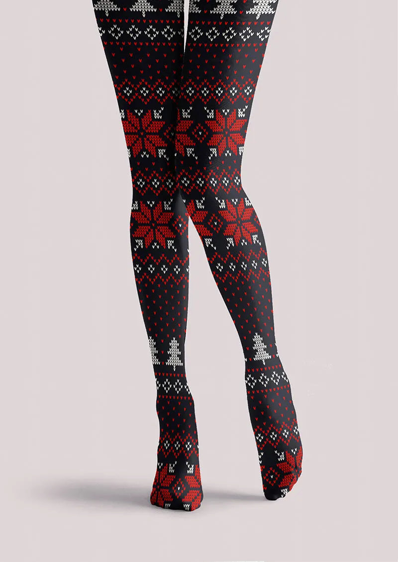 Christmas Fun Art Christmas Knitting Tights Hosiery Pantyhose
