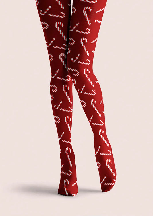 Christmas Fun Art Red Noel Tights Hosiery Pantyhose