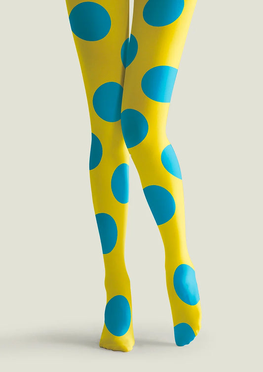 Yellow Blue Polka Dots Tights Tights Hosiery Pantyhose
