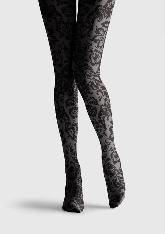 Baroque Bloom Noir Lace Tights Hosiery Pantyhose