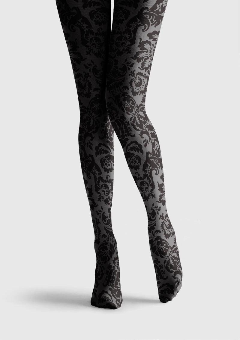 Baroque Bloom Noir Lace Tights Hosiery Pantyhose