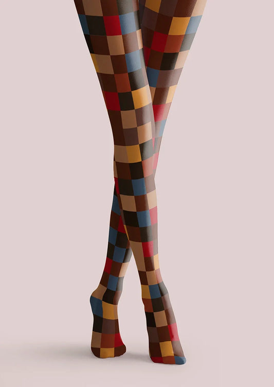 Terra-Cotta  Plaid Tights Hosiery Pantyhose
